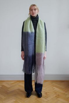 Contrasting colour block mohair scarf    made in a family run factory in spain    contrasting colours with fringe detail    35 x 250 cm    70% mohair 27% wool 3% polyamide Color Block Scarf Knitting, Winter Multicolor Knit Scarves, Multicolored Scarf Knit, Colorblock Scarf Knit, Multicolor Knit Fabrication Scarf One Size, Bright Scarf, Mohair Scarf, Color Block Scarf, Oversized Scarf