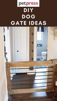 a room with a wooden stair case and a white door in the back ground area