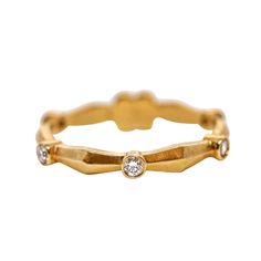 Knife Edge Flower Band in 18k Yellow Gold with Diamonds - Lauren Sigman Collection Flower Band, Vs Diamond, Diamond Flower, Or Rose, Heart Ring, 18k Gold, Diamonds, Yellow Gold, Rose Gold