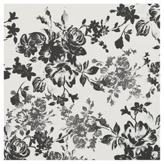 black and white floral wallpaper with large flowers