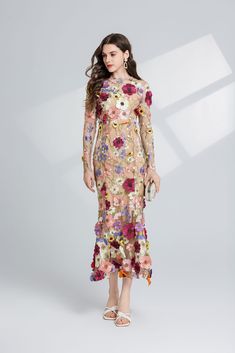 F00289270-402 Green Print, Embroidery Dress, Daily Dress, Lantern Sleeves, Purple Dress, Ghana, Spring Dresses, Yellow Dress, Skirt Length