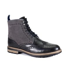 Rustic Asphalt-Cobble Pot Wingtip Boot Take your sleek style to the next level with the Cobble Pot ankle boot from Rustic Asphalt. Wingtip styling gives this combat inspired boot a sophisticated touch while the rugged lug sole adds a casual vibe. Black Brogue Ankle Lace-up Boots, High-top Combat Boots With Rubber Sole For Work, High-top Workwear Boots With Contrast Sole, High-top Work Boots With Contrast Sole, Black Lace-up Boots With Brogue Detailing, Winter Ankle-high Brogue Boots, Winter High-top Boots With Brogue Detailing, High-top Boots With Contrast Sole For Work, High-top Combat Boots With Leather Sole For Workwear