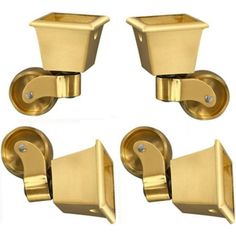 four brass door knobs and two handles