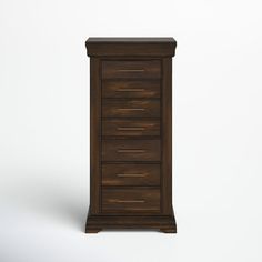 a tall wooden cabinet with five drawers