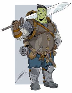 Half Orc Male Character Design, Orc Rpg, Orc Character Design, Dungeons And Dragons Races