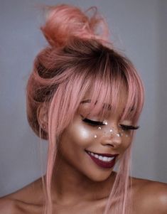 Champagne Blond, Hair Color For Dark Skin, Pink Hair Dye, Long Hair With Bangs, Blonde Pixie, Hair Inspiration Color, Hair Inspo Color, Cool Hair Color, Grunge Hair