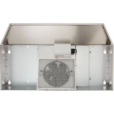 an exhaust fan mounted on the side of a metal box with two fans attached to it