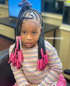 Bead Hairstyles For Kids, Toddler Beads Hairstyles, Bead Hairstyles For Kids Natural Easy, Kids Braided Ponytail With Beads, Kiddie Styles With Beads, Braids For Black Kids, Black Baby Girl Hairstyles, Toddler Braids, Toddler Braided Hairstyles