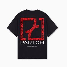 PARTCH Oversized Tee - Unisex - Short Sleeves  Art Red Print Tshirt Crafts, Black Luxury, Red Art, Unique Aesthetic, Oversized Tee, Art Logo, Unisex Shorts, Modern Fashion, Black Art