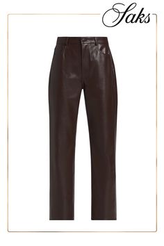 Crafted of supple leather, these Lamarque Demora pants are cut in a straight-leg silhouette and designed with five-pocket styling. Five-pocket style Zip fly, button closure 100% leather Lining: 95% polyester/5% spandex Dry clean Imported SIZE  FIT Rise: about 12.25 Inseam: about 32 Leg opening: about 17.75 Model measurements: 5'10 tall Model is wearing a US size 4 Sleek Straight Leg Leather Pants With Pockets, Chic Brown Bottoms With Five Pockets, Leather Tapered Leg Pants With Pockets, Sleek Leather Straight Pants With Belt Loops, Sleek Tapered Leg Leather Pants For Work, Sleek Straight Leather Pants With Belt Loops, Sleek Tapered Leather Pants For Work, Brown Pants With Five Pockets For Fall, Brown Five-pocket Pants For Fall