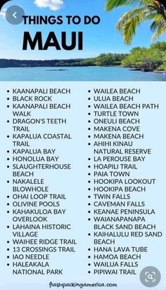 the top ten things to do in maauu, hawaii with text overlay