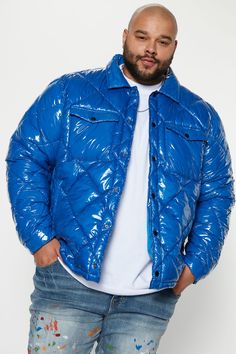 Model Height: 6'2 - Wearing Large Big & Tall: Height 6'3 - Wearing XXXL Available In Blue. Fold Down Collar Quilted Design Snap Button Closure Chest Pockets Side Hand Pockets Shell: 100% Polyamide Lining: 100% Polyester Imported | Mens Your Diamond Quilted Puffer Jacket in Blue size Large by Fashion Nova Fitted Blue Casual Puffer Jacket, Fitted Casual Blue Puffer Jacket, Blue Outerwear With Button Closure For Cold Weather, Blue Outerwear For Cold Weather With Button Closure, Tall Height, Quilted Puffer Jacket, Diamond Quilt, Mens Outerwear, Big & Tall