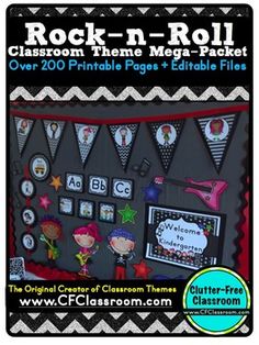 rock - n - roll classroom theme mega packet over 200 printable pages + edible files