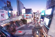 an aerial view of a busy city at night