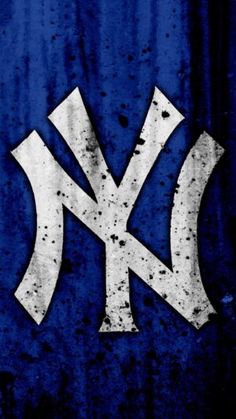 the new york yankees logo on a blue background