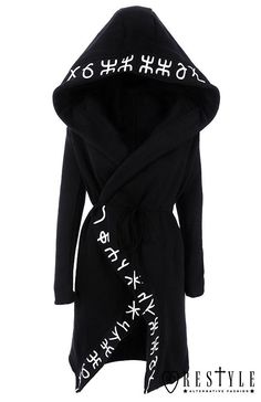 Get ready to stand out from the crowd with this unique black gothic oversized hooded jacket featuring a runes pattern. crafted with an open stitch and long silhouette, this jacket is perfect for making a statement with your style. Oversized Hooded Jacket, Goth Hoodie, Health Goth, Line Shopping, New Line, Clothing Design, Unique Outfits, Long Hoodie, Alternative Fashion