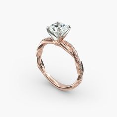 a rose gold engagement ring with a diamond center