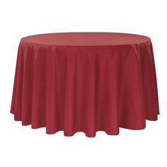 a red table cloth on top of a round table