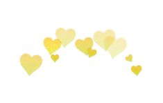 yellow and white hearts floating in the air