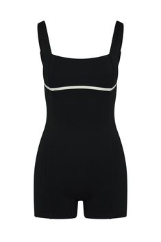 Zion Romper - Black/Ivory Sleeveless Summer Corset With Removable Straps, Summer Fitted Corset With Removable Straps, Chic Summer Corset With Hook And Eye Closure, Black Stretch Corset With Adjustable Straps, Chic Black Corset With Adjustable Straps, Black Corset With Adjustable Straps And Fitted Bodice, Fitted Underbust Corset With Removable Straps, Summer Black Corset With Adjustable Straps, Activewear Romper