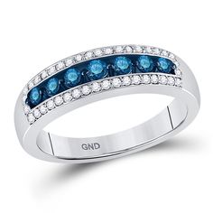 Diamond Band | 10kt White Gold Womens Round Blue Color Enhanced Diamond Band Ring 1/2 Cttw | Splendid Jewellery #Diamond #Gold #DressedUp #CasualStyle #InstagramModel #Influencer #Bracelet #UrbanWear #FashionGram #Accessory #OutfitGoals #Jewelry #SimpleFits #InstaJewelry #JewelryAddict #WIW #LookBook #FashionInfluencer #StyleBlog #IGers #StreetFashion #CasualOutfit #BohoChic #OOTD #Fashionable #ModelSearch #ModelLife #FashionWeek #Silver #InstaStyle White Gold Eternity Ring Blue Nile, Eternity Band Engagement Ring Blue Nile, Diamond Band Ring, Gold Band Ring, Diamond Rings Bands, White Gold Band, Diamond Band, Blue Diamond, Diamond Bands