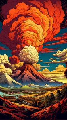 Volcano Landscape, Cocoppa Wallpaper, Arte Van Gogh, Graffiti Wallpaper, Pop Art Wallpaper, Art Gallery Wallpaper, Cool Wallpapers Art