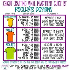 the cricut crafting vinyl placement guide for people's designs is shown