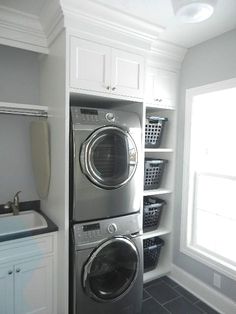 a washer and dryer in a laundry room