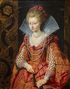 an old painting of a woman in red and gold