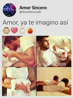 an image of a man holding a baby in his arms and the caption reads, amr ya te magino asi