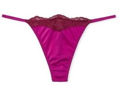 Victorias Secret Pink Raspberry Cooler Thong Panty Size L Lace Trim Mesh Back Chantilly Lace Trim, Pink Raspberry, Chantilly Lace, Pink Lace, Feel Confident, Victoria's Secret Pink, Recycled Materials, Lace Detail, Secret Pink