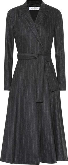 Max Mara Unione pinstriped wool-blend dress Dress Tailoring, Max Mara Dresses, Librarian Style, Striped Linen Dress, Plisse Dress, Voile Dress, Cashmere Dress, Silk Chiffon Dress