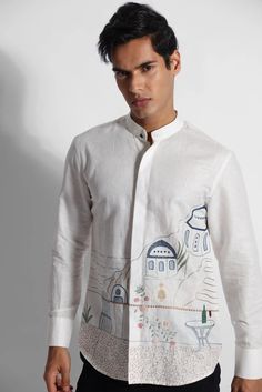 Diy Crown, Embroidery Tshirt, Pattern Shirt, Designer Shirts, Santorini Greece, Menswear Collection, Indian Designer Wear, Churidar