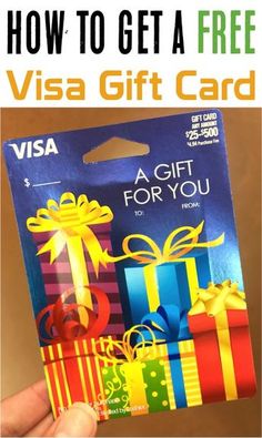 a person holding up a visa gift card with the words how to get a free visa gift card