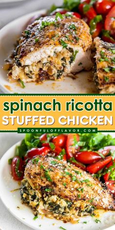 This spinach ricotta stuffed chicken recipe is the best for weeknight dinners! It only takes 15 minutes to prep and the result is a mouthwatering main dish for dinner. This easy ricotta stuffed chicken breast is a must-try! Save this chicken recipe for later! Chicken Ricotta Recipes, Ricotta Stuffed Chicken Breast, Stuffed Chicken Breast Recipes, Stuffed Chicken Recipes, Stuffed Chicken Recipe, Ricotta Stuffed Chicken, Stuffed Chicken Breasts, Best Macaroni Salad, Thanksgiving Dinner Party