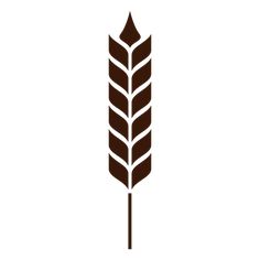 a brown and white logo with an image of a wheat stalk on it's side