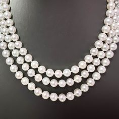 Fine Quality Japanese Saltwater Akoya Pearl Diamond Necklace 49" 18k White Gold 7 mm Certified $5,950 307927This is a One of a Kind Unique Custom Made Glamorous Piece of Jewelry!Nothing says, "I Love you" more than Diamonds and Pearls!This item has been Certified, Inspected, and Appraised by Gemological Appraisal LaboratoryGemological Appraisal Laboratory of America is a proud member of:- GIA Alumni Association- National Association of Jewelry Appraisers- International Consortium Gem-Testing Lab Luxury White Double Strand Necklace, Luxury High Luster Necklaces For Formal Occasions, Formal White High Luster Necklace, White High Luster Fine Jewelry Necklace, Luxury Round Custom Necklace For Formal Occasions, Luxury High Luster White Gold Necklaces, Luxury High Luster White Gold Necklace, Luxury Formal Custom Round Necklace, Formal White Gold Jewelry With Round Beads