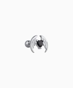 Bedeck your lobes with devilish delight with our cool Devil Heart Stud earrings. Featuring a chic black gemstone, these spooky studs are perfect for Halloween (or any other time you're feeling wickedly stylish). Detail： -Post material: stainless steel. Cubic Zirconia -Gauge: 20g | 0.8mm-Post length: 6mm -Dimensions: 7mm Length x 8.1mm Width -Include: single item -Closure: screw ball back * Shop extra ball backing here. * Piercings are sold individually for layering purposes. Sold individually. M Modern Black Piercings As Gift, Modern Black Piercings For Gift, Modern Black Internally Threaded Piercings, Black Piercings For Halloween Gift, Edgy Black Body Jewelry For Gifts, Edgy Black Body Jewelry For Gift, Gothic Black Heart-shaped Earrings, Edgy Black Stainless Steel Earrings, Black Sterling Silver Piercings For Gift