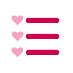 two pink hearts are next to each other on a white background