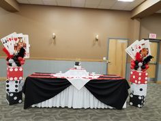 a table set up for a casino themed party