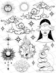 the sun, moon and stars tattoo designs