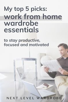 5 Work from Home Outfit Essentials. To be productive, focused and motivated while working from home - you should get dressed like any other day. Here are my top 5 picks for work from home wardrobe essentials (for men and women). About: entrepreneur style, work from home outfits, work from home style, and business casual outfits. Work From Home Wardrobe, Work From Home Style, Essentials For Men