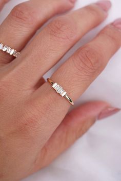 Elevate your look with this sleek and modern baguette stacking band. Please allow 1-2 weeks for delivery. Stacking Bands, Ring Sale, Elevate Your Look, Stacking Ring, Ring Collections, Stackable Rings, Stacking Rings, Diamond Studs, Ring Bracelet