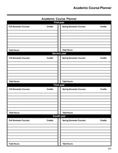 13 Four-Year Course Planning Worksheet printablehappyplanner #monthlyplannertemplate🍔.