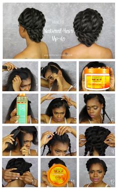 Natural Hair Special Occasion Hairstyles, Natural Hair Chignon, Short Messy Updo, Natural Hair Styles Wedding, Natural Hair Updo Tutorial, Prom Hair Updo Elegant