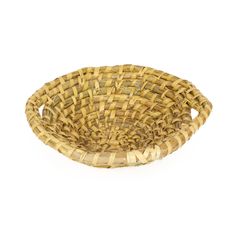 a small woven basket on a white background