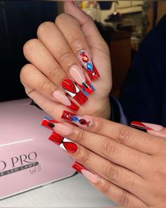 Spiderman Inspired Nails @CleoWhenn Nail Ideas Spiderman, Spiderman Inspired Nails, Nails Spiderman, Nail Inspired, Money Chart, Beauty Nails Design, Summery Nails, Inspired Nails