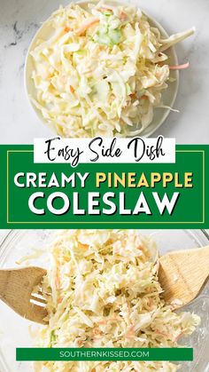 two bowls filled with coleslaw slaw next to each other