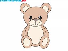 a brown teddy bear sitting on top of a white background with the words how to draw a