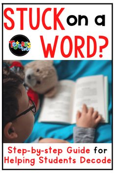 a child reading a book with the title stuck on a word?